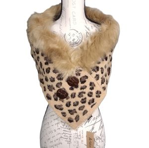 Faux Fur & Leopard Print Collar Wrap Scarf